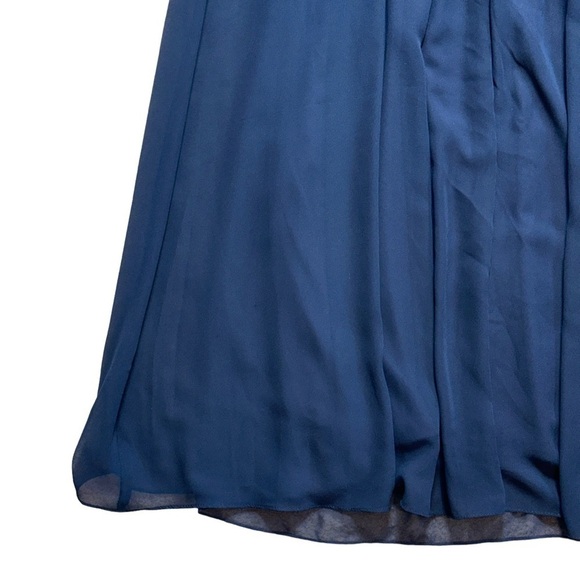 Levkoff Navy Blue Chiffon One Shoulder Full Length Gown US 12 - Picture 8 of 9